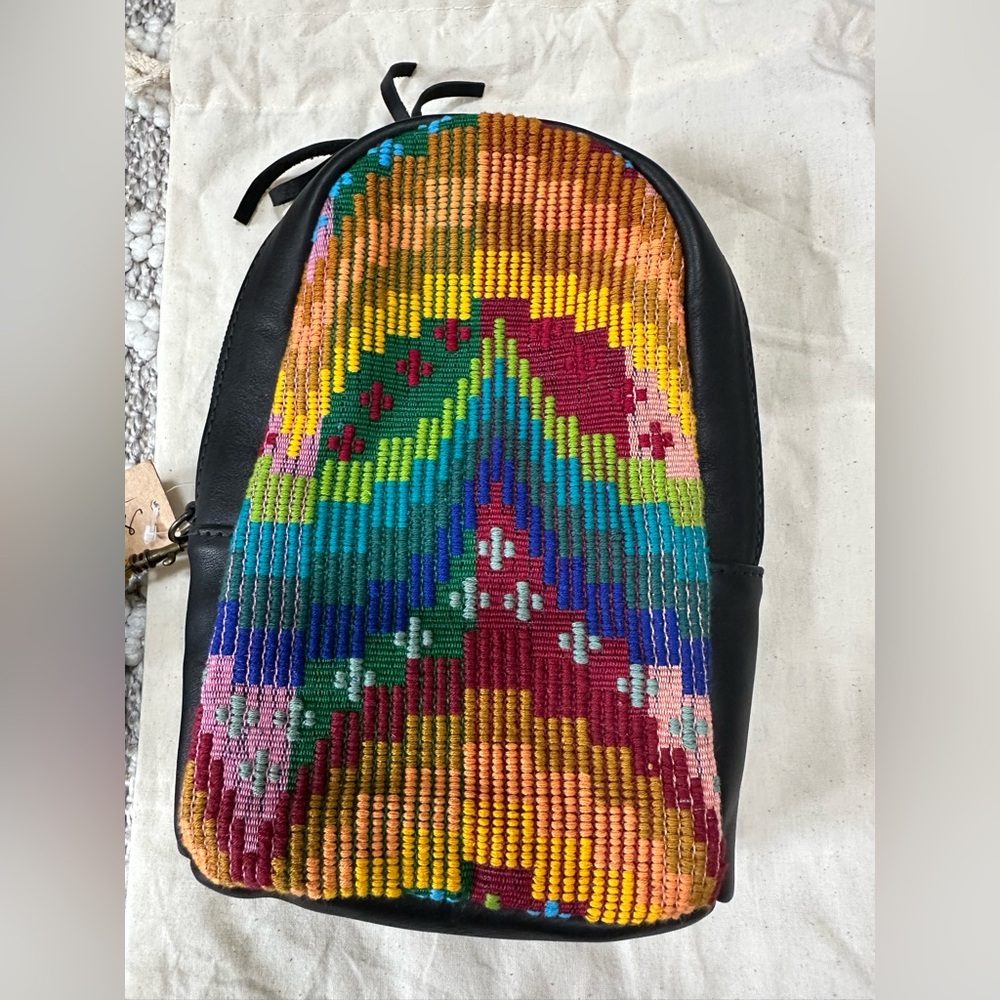 Nena & Co OOAK 2.0 Small Sling Rainbow Moon & Stars in Black Leather